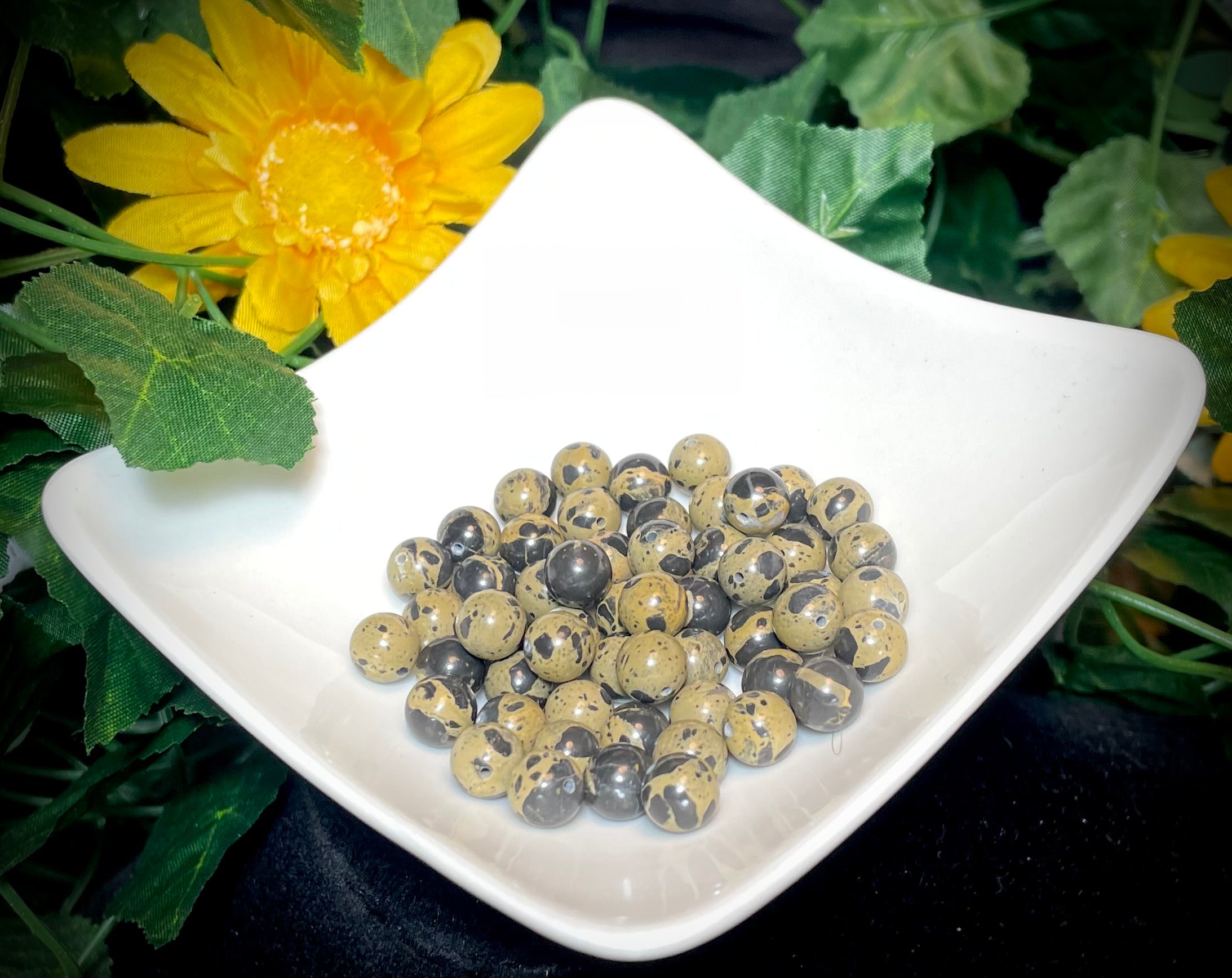 Perles de Marbre du Simmental, 8mm, percées