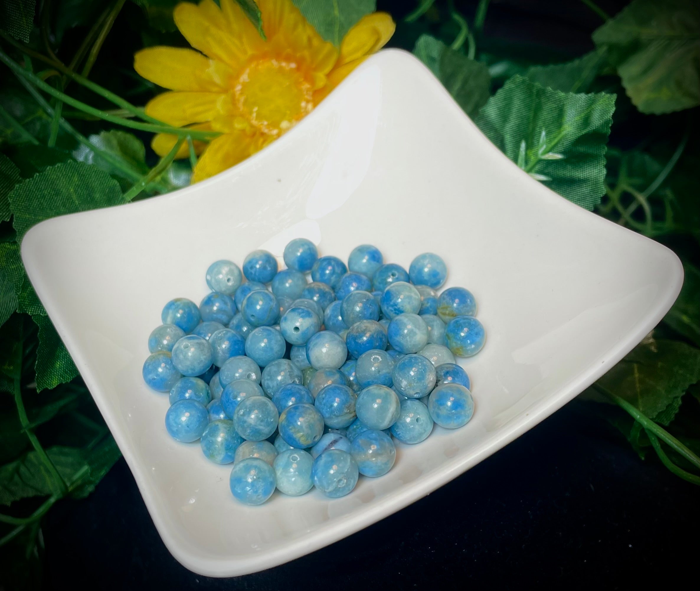 Perles de Lazulite du Stockhorn (Zermatt), VS, 8mm, percées