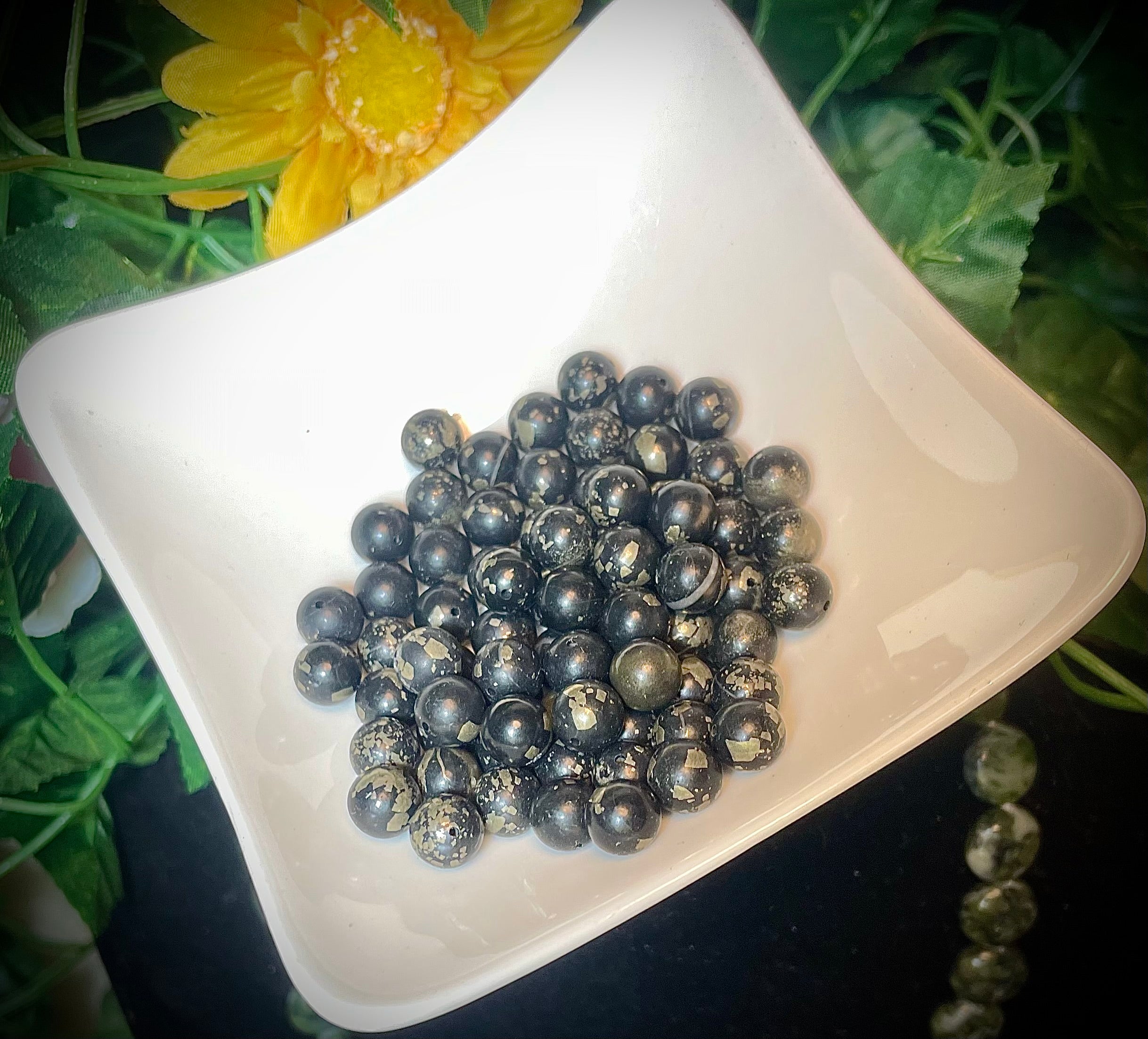 Perles de Pyritschiefer de Grindelwald (BE), 8mm, percées